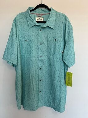 Lake & Trail Teal Short Sleeve Button-Down Shirt Size 3X